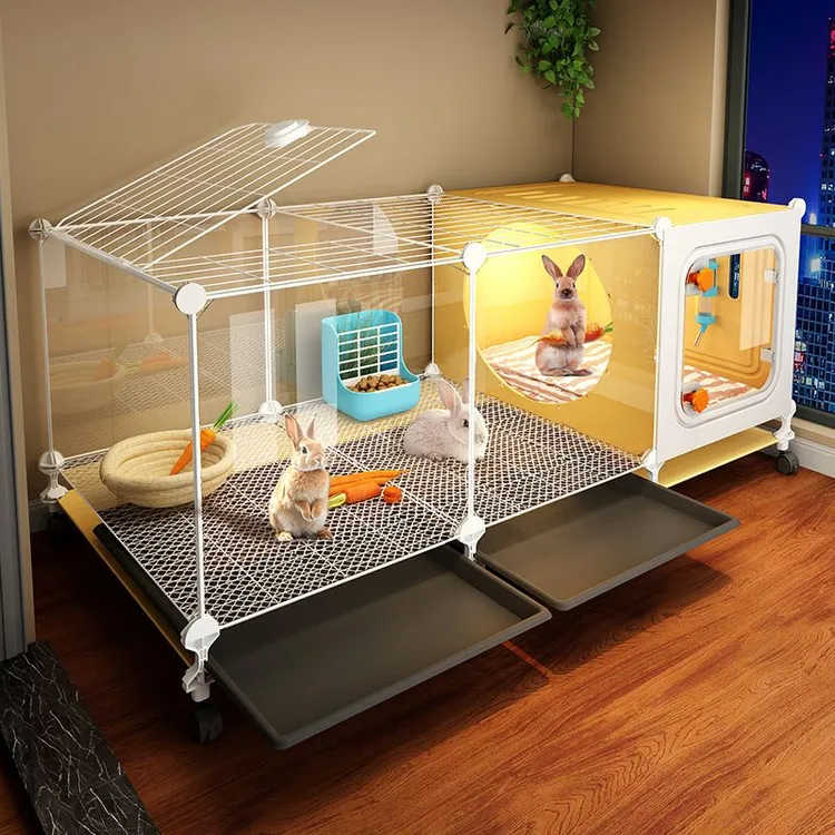 透明观景兔笼兔子专用笼子带厕所家用大号室内养兔子宠物豪华别墅