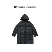 【柏栗良品】韩范百搭冬季宽松连帽中长款羽绒服外套女8028