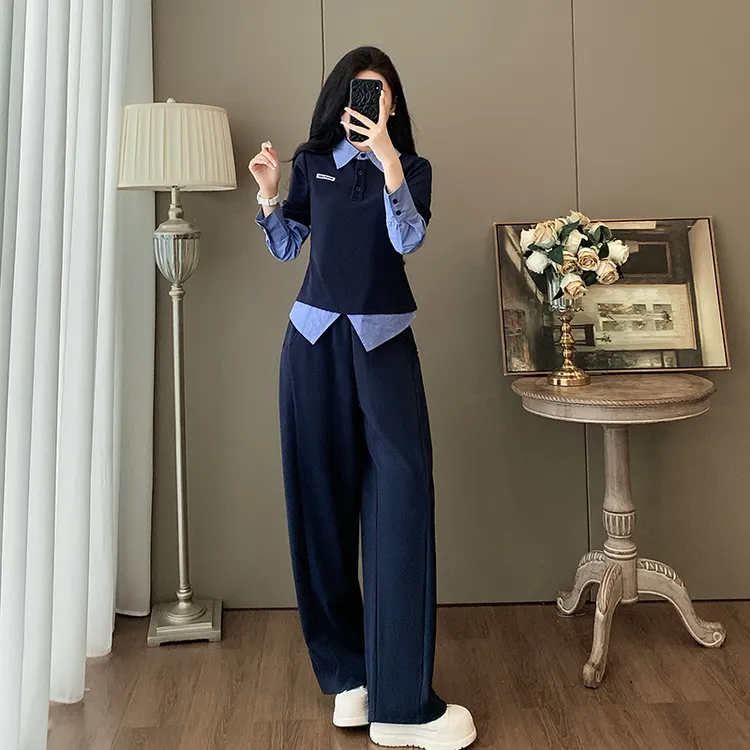 高级感休闲套装女秋时尚气质减龄撞色洋气修身显瘦两件套轻奢穿搭