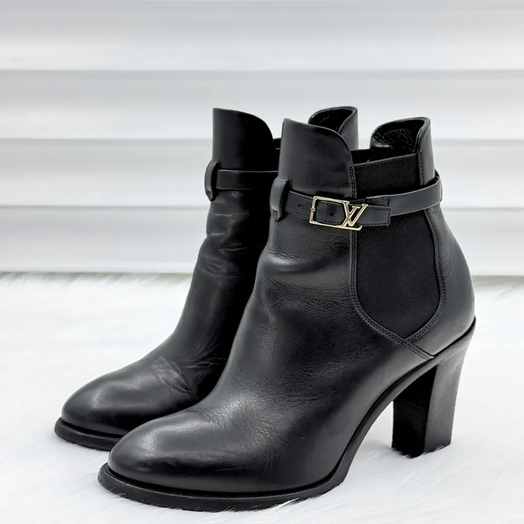 95新 LouisVuitton/路易威登 金饰牛皮短靴 36码 公价8k j1009