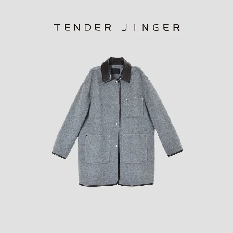Tender Jinger｜线下专供 羊驼毛双面呢口袋宽松版大衣T54CH50103