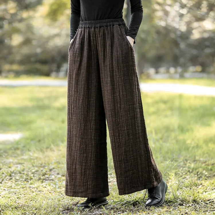 双色织单层加厚纯汉麻【直筒阔腿裤】新品上新老钱风清冷系禅意衣服