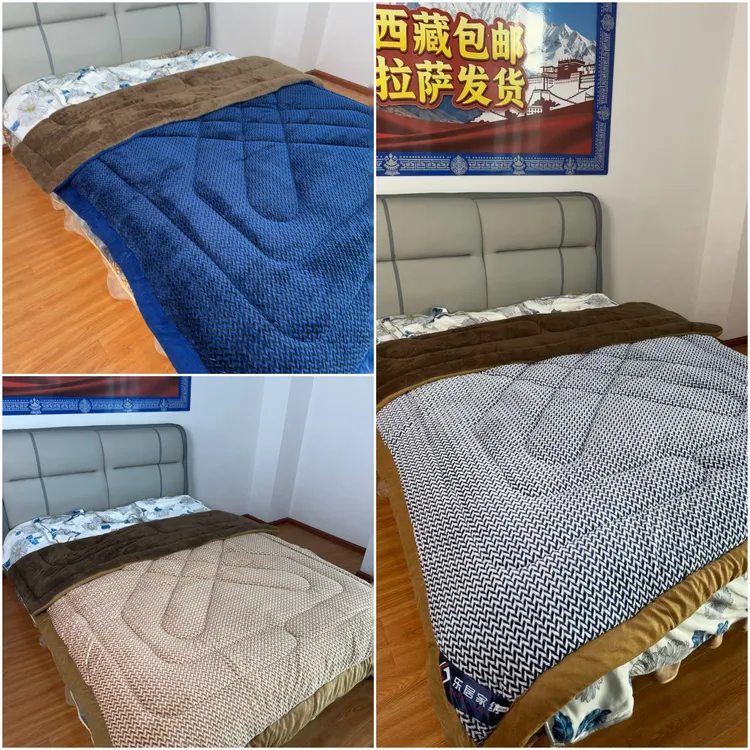 西藏包邮拉萨发货夹棉羊糕绒被子北极绒加厚加暖冬被水晶绒