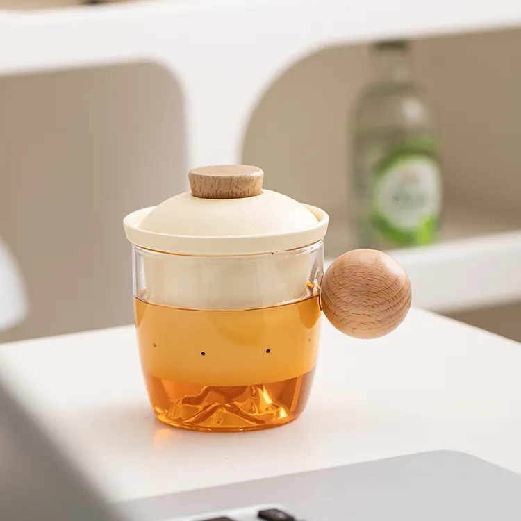 创意圆把玻璃茶水分离泡茶杯带盖过滤办公杯个人情侣马克杯礼盒装