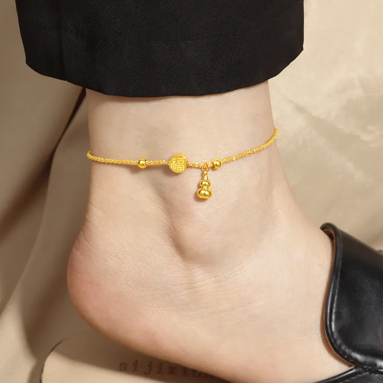 钛钢脚链 新中式福字葫芦脚链女钛钢久不掉色高级感轻奢气质脚饰