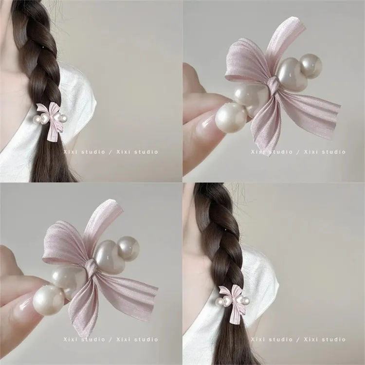 晚会女主！洋气珍珠蝴蝶结发夹！少女心侧边刘海夹碎发夹女盘发器