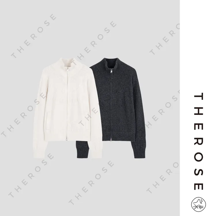 之柔【海瑟薇】进口Montecore羊绒立体绞花保暖时尚百搭立领针织衫