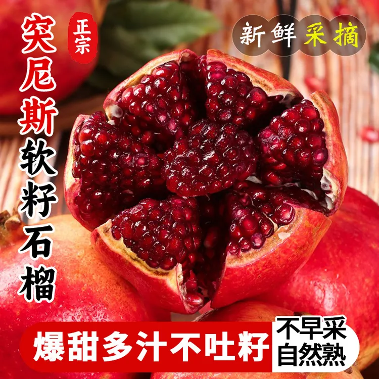 正宗四川突尼斯软籽石榴新鲜采摘果粒饱满脆甜可口应季水果直发