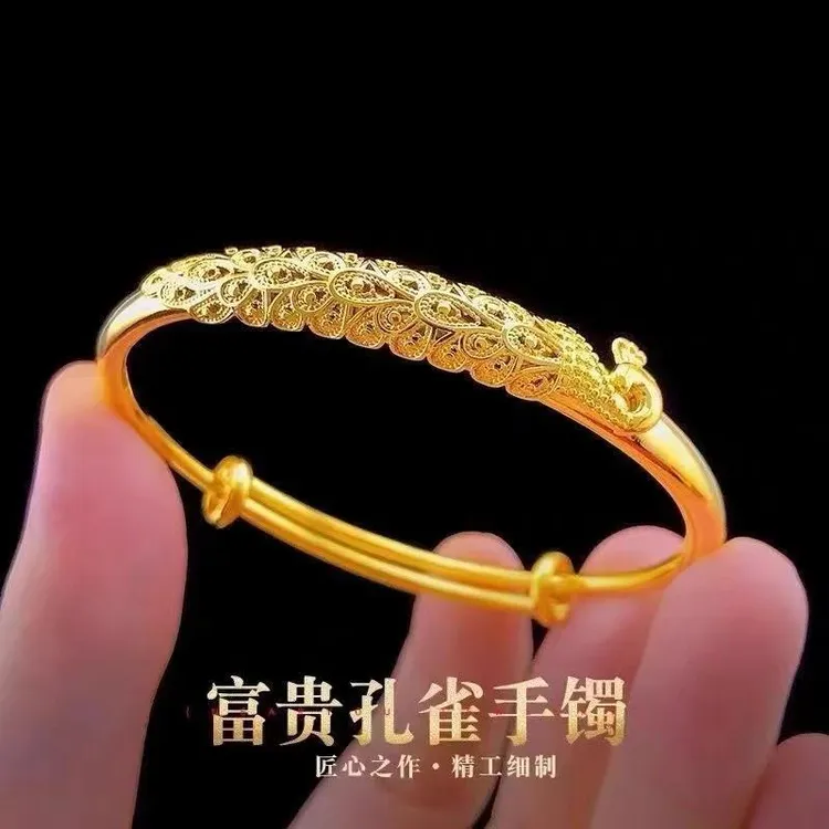 合金手镯 富贵孔雀手镯 可推拉时尚大气送老婆妈妈女友礼物商品图