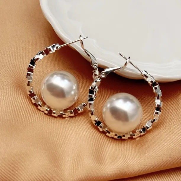 铜合金耳饰 T.Q【碎银耳圈】法式高级感碎银子珠珠耳圈