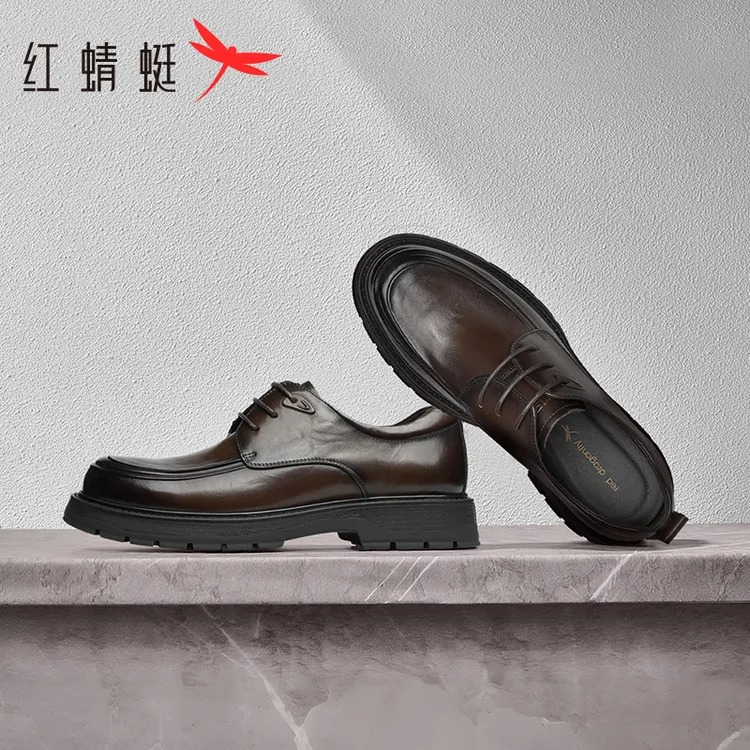 红蜻蜓正装皮鞋2025秋季新款男鞋高端商务德比男士皮鞋婚鞋新郎鞋
