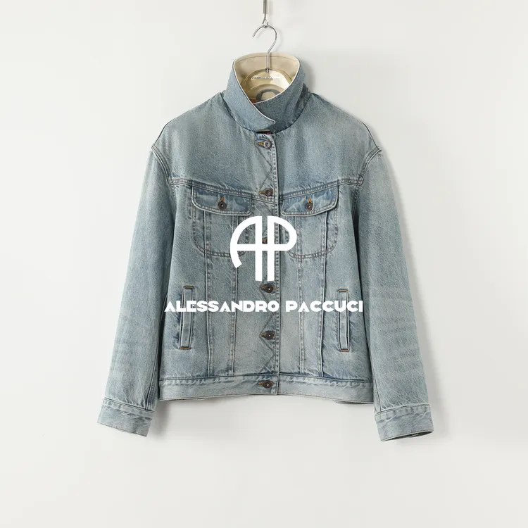 AP洛哥53055NW【限量/意式丹宁】棉质撞色翻领时尚百搭蓝色牛仔外套