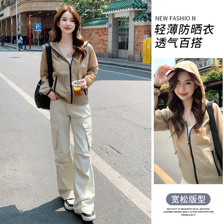 醉梓菡连帽防晒衣女夏季薄款宽松显瘦防紫外线轻薄休闲户外防晒服