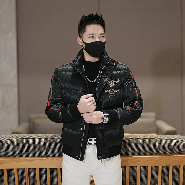 2025冬季男士立领羽绒服潮牌时尚个性虎头刺绣重工保暖外套