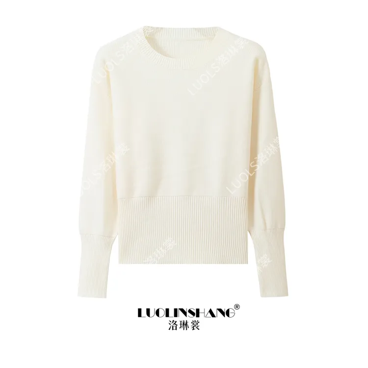 韩系简约修身显瘦百搭针织毛衣2025秋冬新款圆领套头上衣女