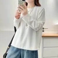 长袖拼接女休闲女款圆领T恤秋冬