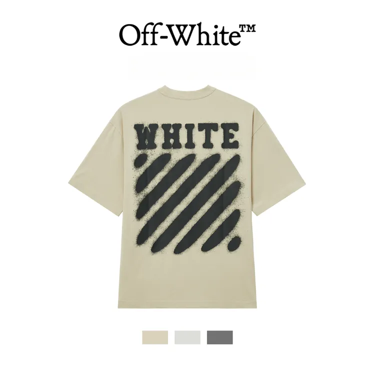 OFF-WHITESS26 虎纹泼墨警戒线印花轻奢高级设计短袖T 男女同款