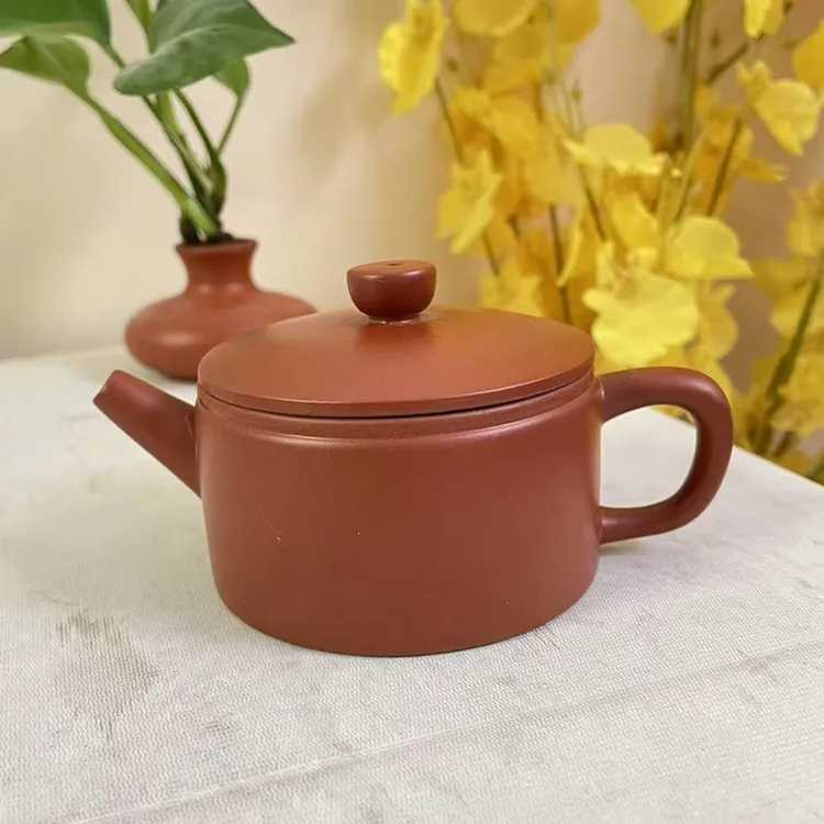 潮州朱泥敞口井栏汉瓦入门级手拉壶手工壶茶壶大口茶壶冲罐120ML