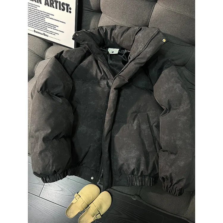 美式扎染立领脏脏棉服男款冬季加厚保暖面包服短款情侣棉衣外套潮