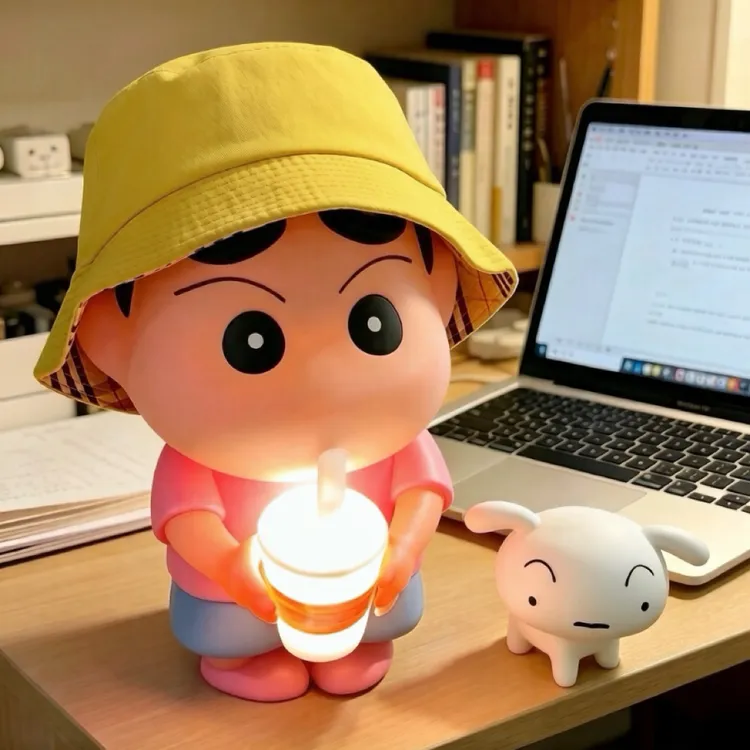 ❤粉色限定版❤奶茶蜡笔小新36CM大号手办摆件拍拍灯礼物潮玩小夜灯
