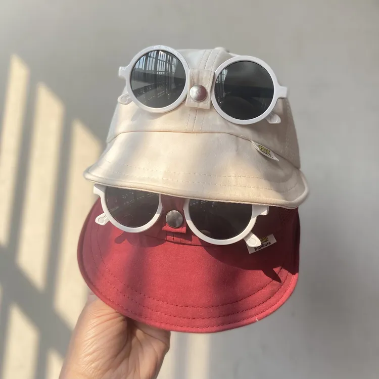 儿童帽子大帽檐遮阳透气男童网帽可调节带眼镜幼儿宝宝防晒帽春夏