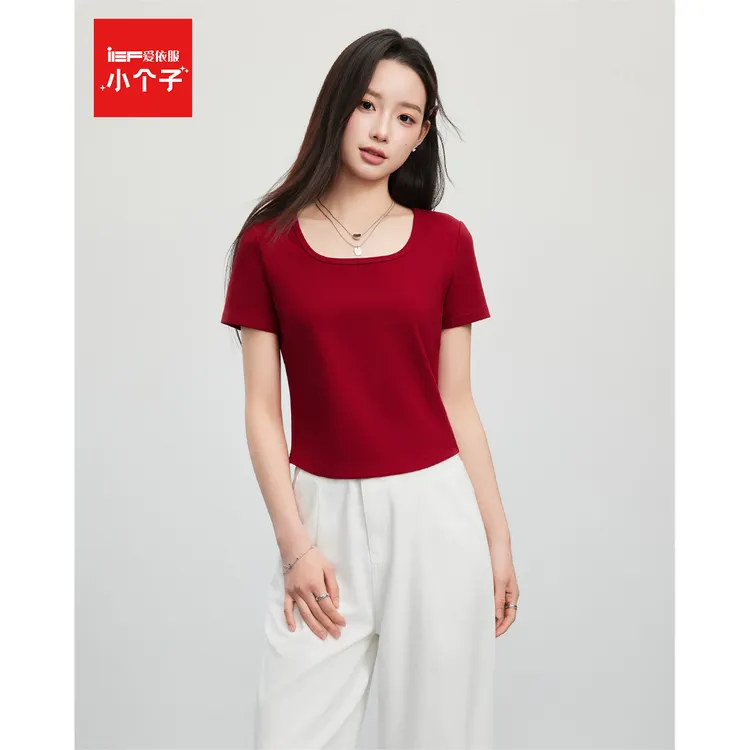 IEF/爱依服短袖2025夏季新款韩版简约纯色通勤气质百搭显瘦T恤