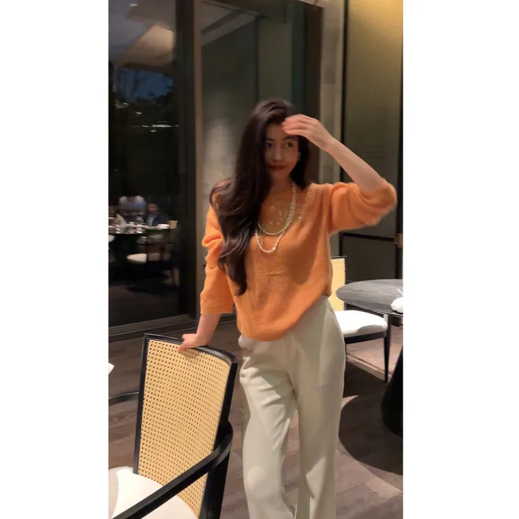 N.COU妮蔻25冬新款小众百搭重工镂空刺绣绵羊毛针织衫上衣DY10375