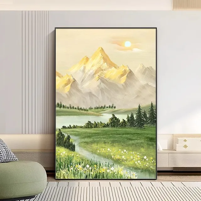 Z兆潘挂画日照金山客厅落地画山水风景沙发背景墙挂画玄关装饰画