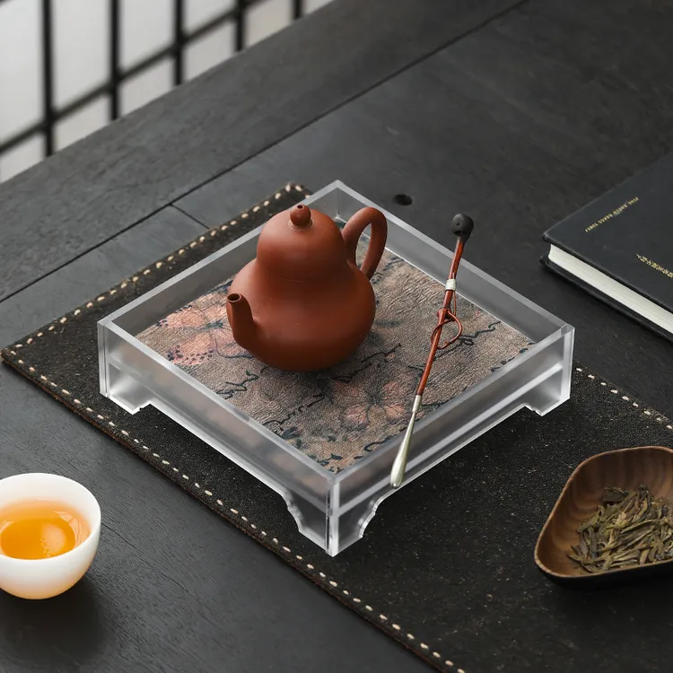 亚克力干泡盘紫砂茶壶垫壶承茶道简约方形茶具茶杯收纳盘茶承托盘