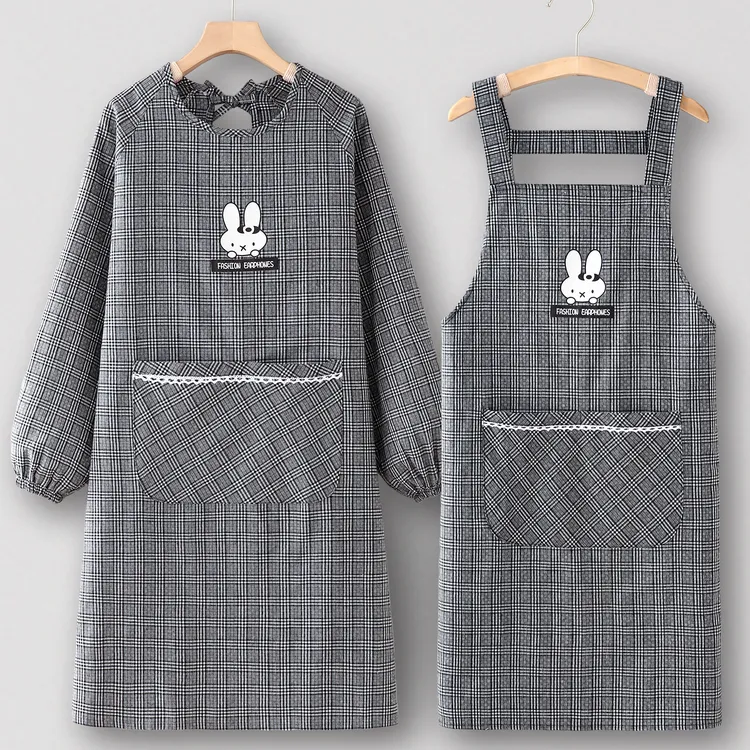 工厂车间围裙厨房家用工作服轻罩衣女新款卡通上班专用大人长袖男