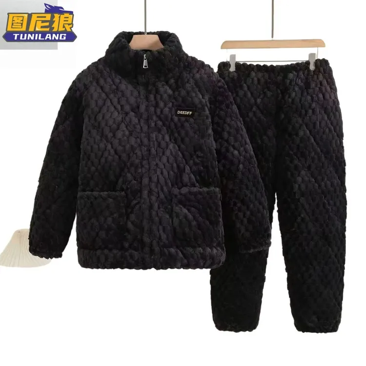 图尼狼冬季男士三层夹棉衣加绒加厚冬天长袖大码保暖休闲服洋气