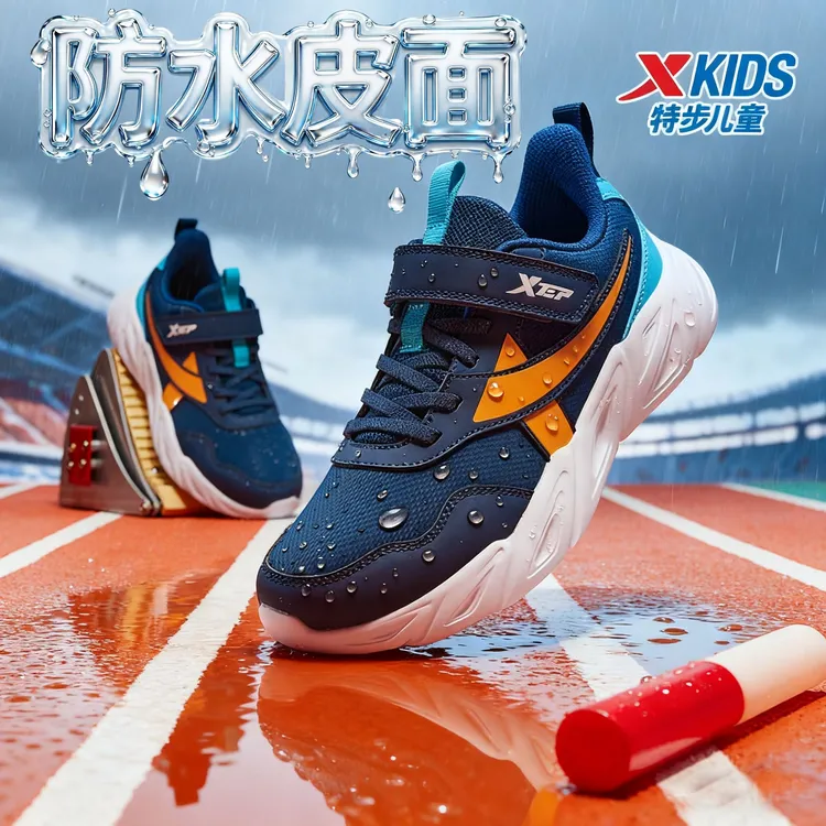 【秋冬皮面】特步儿童新款跑鞋中大童轻便软底运动鞋675415119046