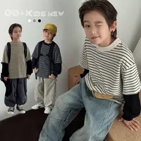 【条纹控】源源家童装2025新款男童t恤长袖儿童秋季打底衫假两件秋3