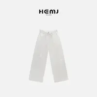 HEMJ 和梦洁舒适休闲裤显瘦通勤风直筒阔腿裤 CM2B0440