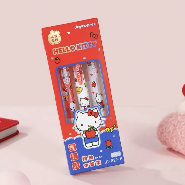三丽鸥可爱凯蒂猫按动中性笔文具hellokitty学生0.5黑色黑笔