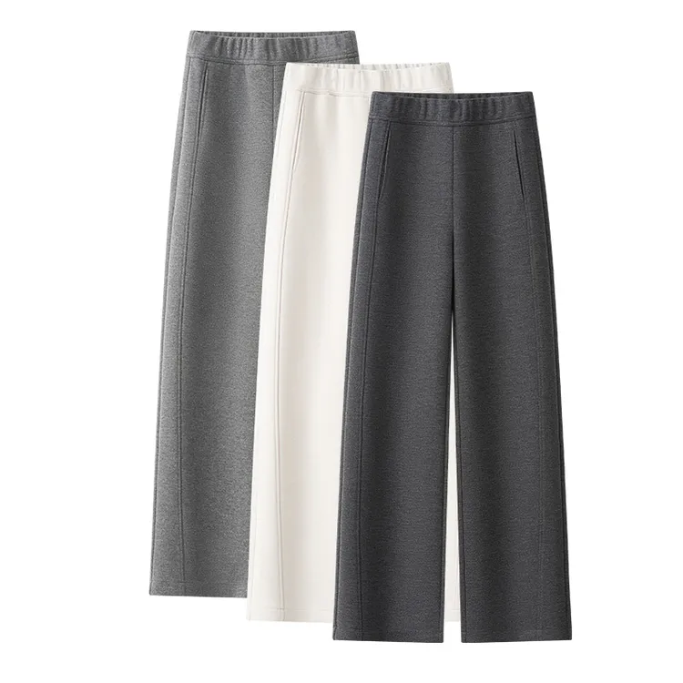 SHANSHAN/杉杉高档羊毛加绒糯米弯刀裤女秋冬舒适直筒显瘦香蕉裤商品图