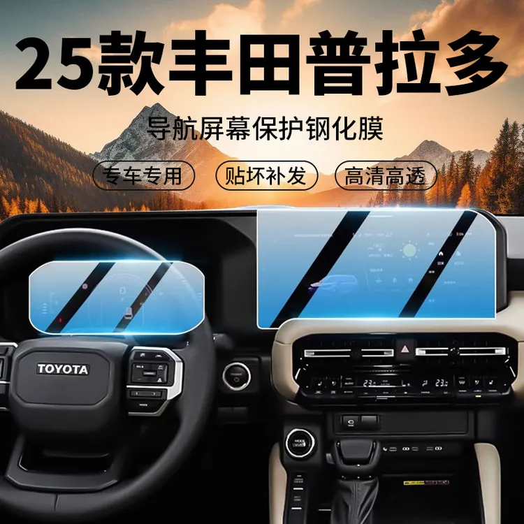 适用于2024-25新款普拉多屏幕钢化膜霸道LC250专用中控仪表保护膜