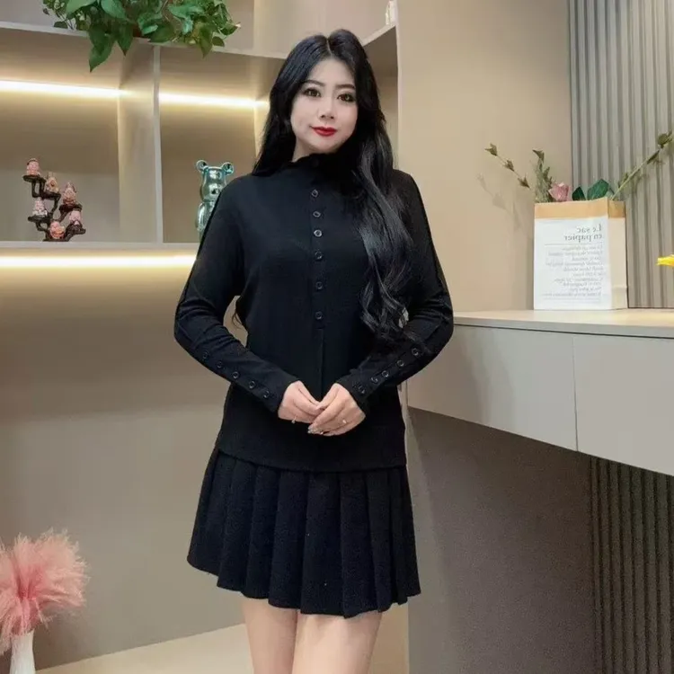 冬季磨毛小衫-佳 81675 时尚潮流休闲纽扣设计计胖MM大码女装新款