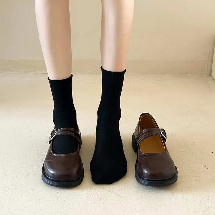 日系厚底棕色复古小皮鞋女2025新款春季JK配裙子英伦风玛丽珍单鞋