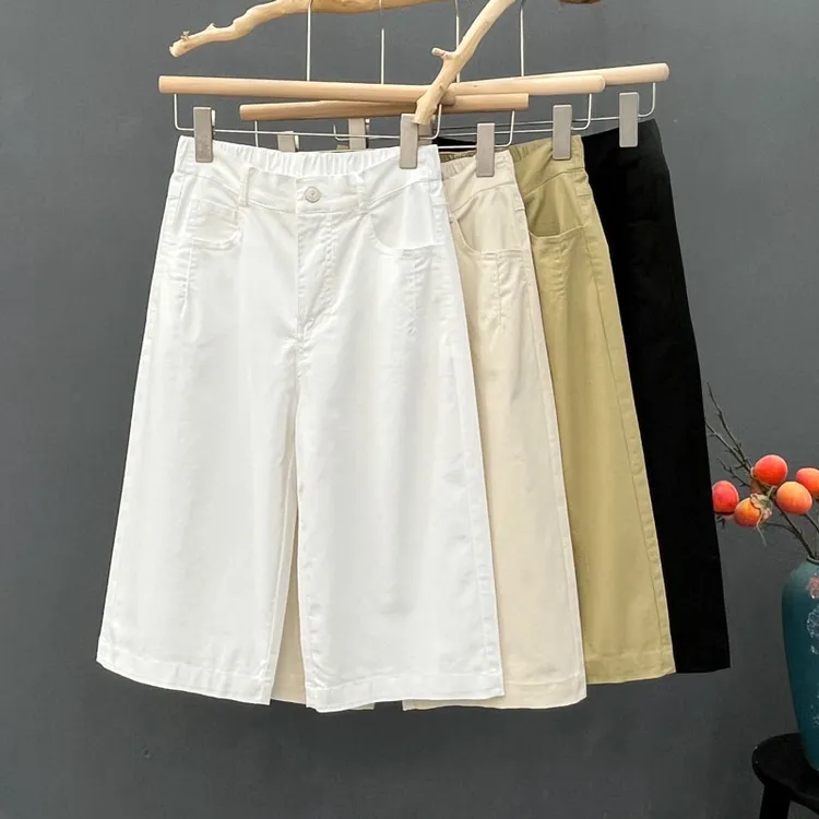 六分裤百搭时尚休闲裤女夏季薄款休闲高腰中裤韩版直筒裤8572