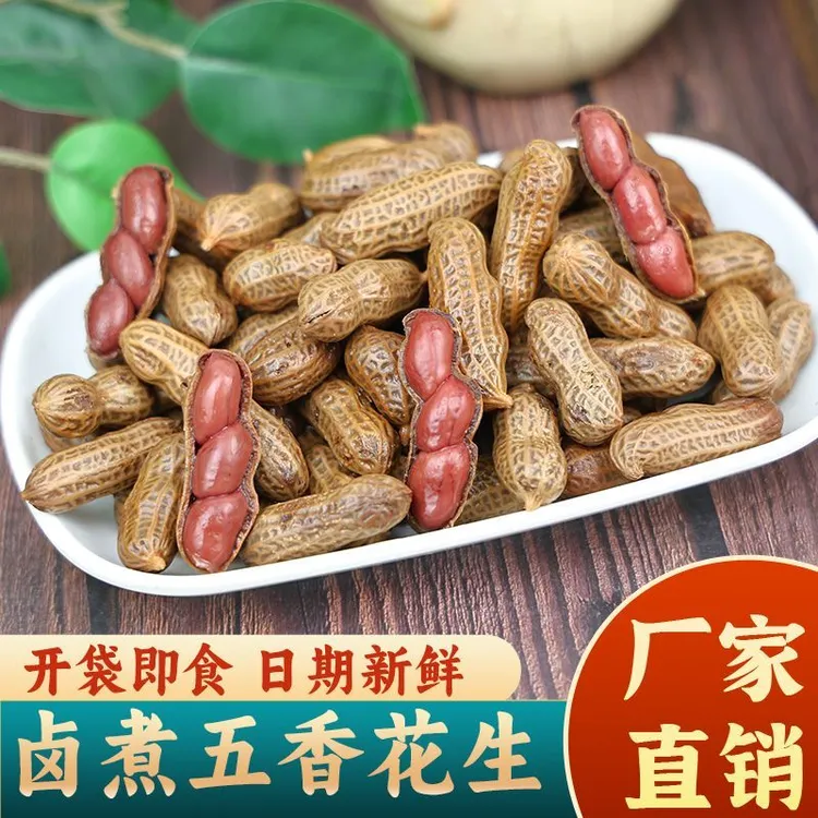 五香卤煮花生带壳湿花生卤汁水煮咸味下酒酒鬼花生