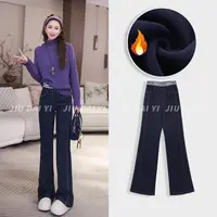 玖黛衣【长腿视觉】秋冬新款加绒羊毛醋酸休闲裤KZJ46320 KZJ46321