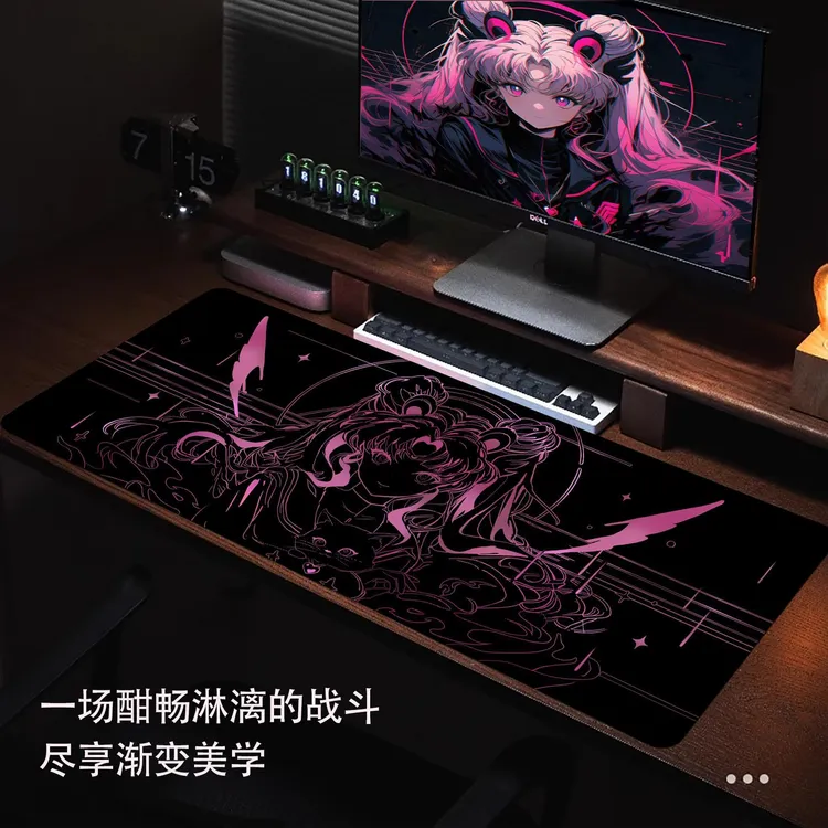 鼠标垫高级感超大号渐变线条风动漫电脑桌垫办公室电竞游戏键盘垫