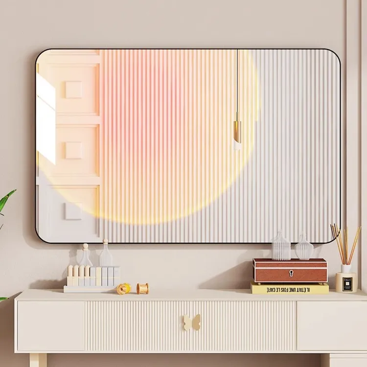 铝合金化妆镜子贴墙自粘卫生间梳妆台厕所挂墙式浴室镜壁挂免打孔