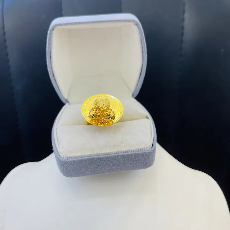 铜合金戒指 新款个性硬币戒指金色素圈戒指