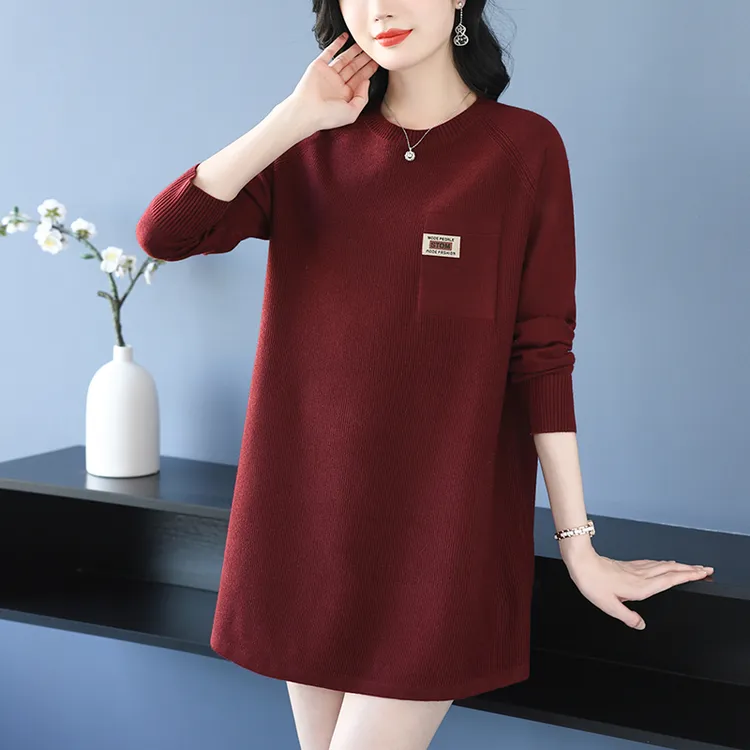 中老年妈妈毛衣2025新款时髦时尚洋气大码女装针织打底衫长款遮臀