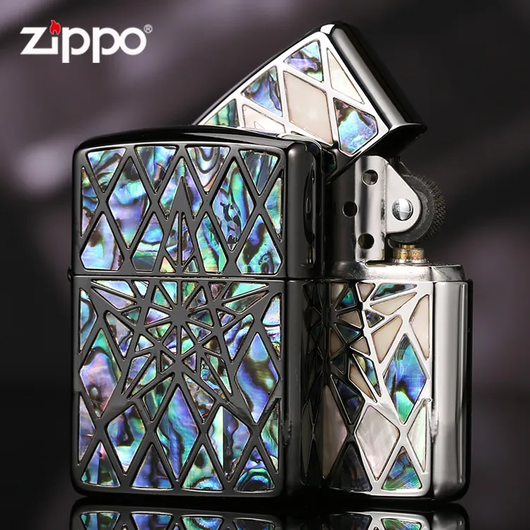 Zippo打火机五芒星双面彩贝送男朋友高级礼物镜面防风打火机DYJ1