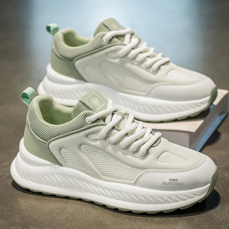 2025夏季新款百搭透气镂空网面鞋休闲轻便青少年增高跑步运动潮鞋