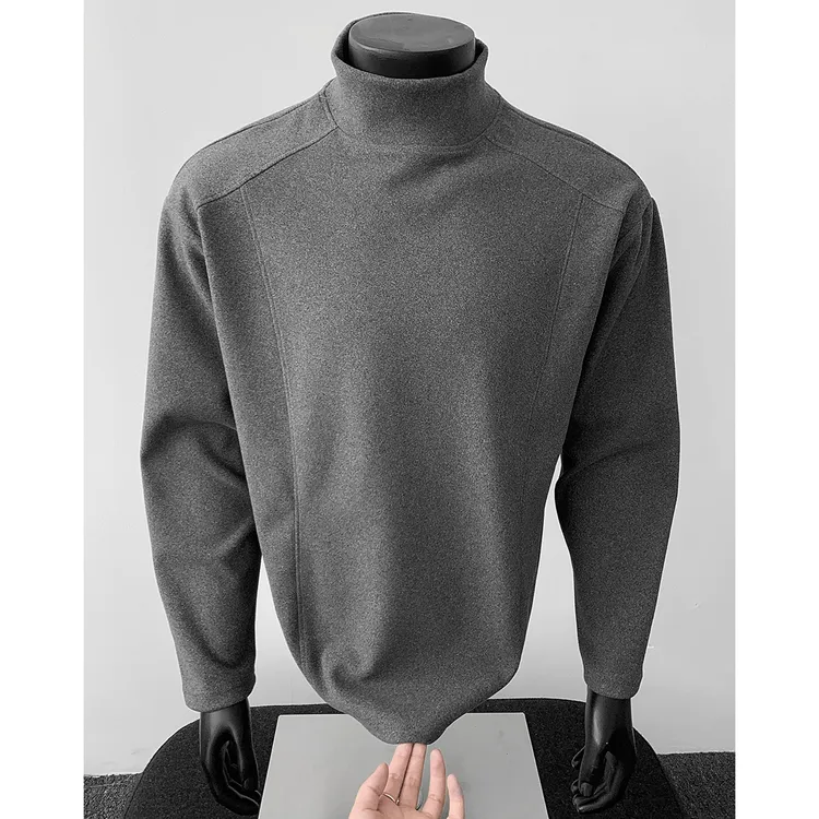 秋冬款男士纯白德绒运动打底衫潮牌痞帅长袖t恤美式保暖内搭上衣