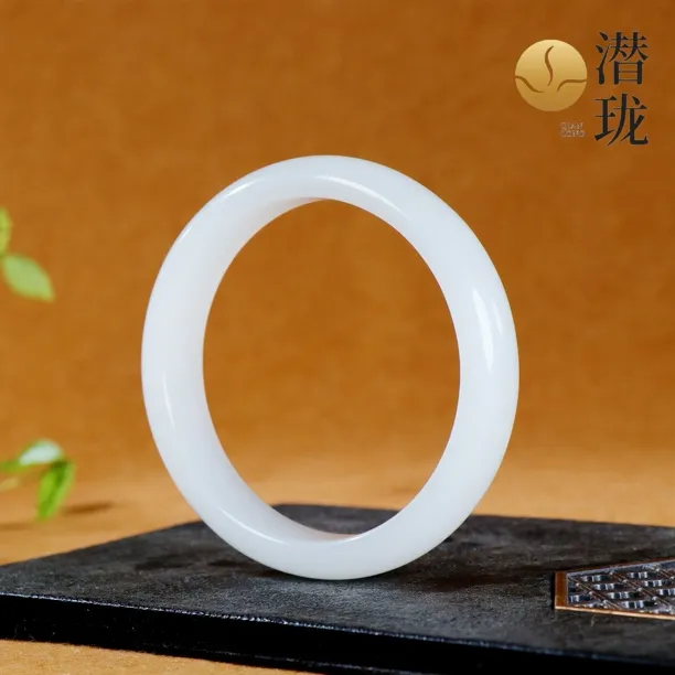 【潜珑珺】XY-6505新疆金丝玉白月光高油糯高密度手镯女士百搭